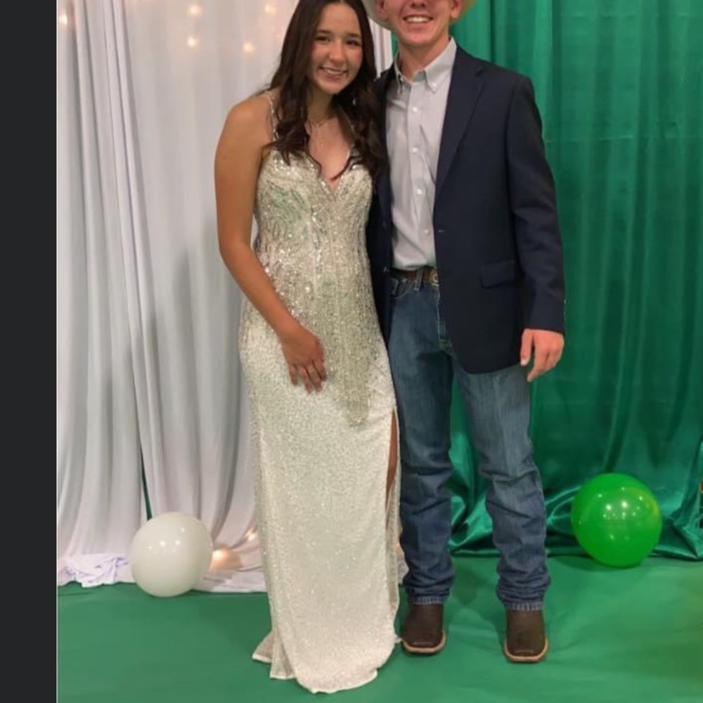 White Sequenced Prom dress